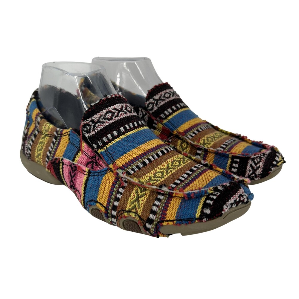 Roper Shoes Womens Size 7 Southwest Liza Multicolor Woven Stripe Slip On Casual
